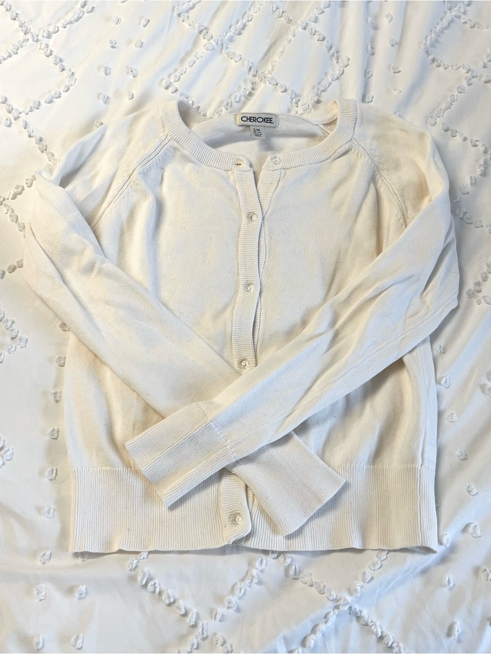 Cherokee Cream Long-Sleeve Button Cardigan